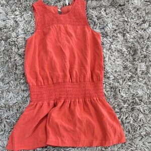 Joie Coral Sleeveless Smocked Blouse